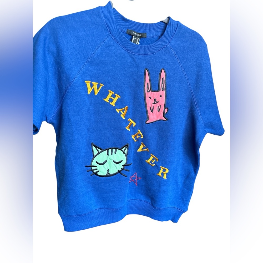 Forever 21 Blue Sweatshirt with Fun Graphics